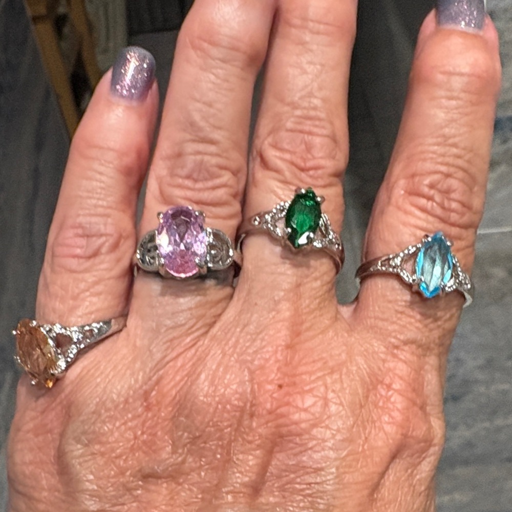 Vibrant Multi-Gemstone Silver Ring Collection - image 1